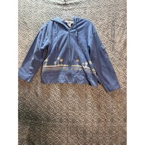 Weekend Traffic Blue Palm Tree Zip Up Hoodie Sweatshirt Women's XS Cotton